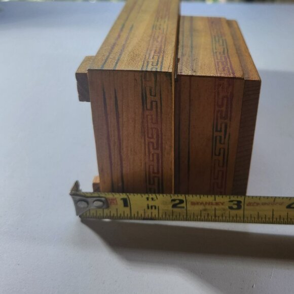 Vintage Wooden Sliding Top Cigarette Box With Hand-Painted Oriental Design - Picture 8 of 8